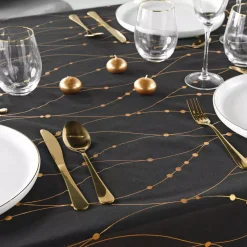 douceur d'intu017drieur Tovaglia E Runner Da Tavolo Per Le Feste-Tovaglia di Natale rettangolare anti macchia (140 x 240 cm) Firmament e dorato