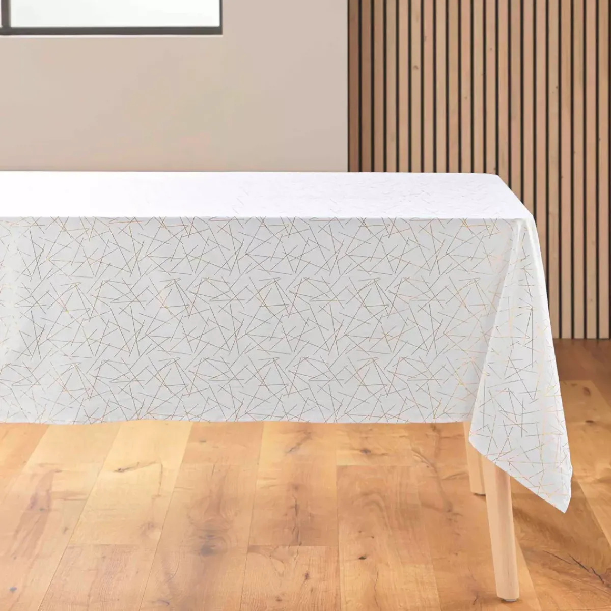 douceur d'intu017drieur Tovaglia E Runner Da Tavolo Per Le Feste-Tovaglia di Natale rettangolare anti macchia (140 x 240 cm) Mikado e dorato