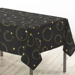 Douceur d interieur Tovaglia E Runner Da Tavolo Per Le Feste-Tovaglia natalizia rettangolare (150 x 300 cm) Star e oro