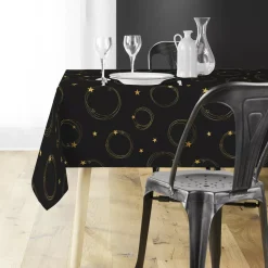 Douceur d interieur Tovaglia E Runner Da Tavolo Per Le Feste-Tovaglia natalizia rettangolare (150 x 300 cm) Star e oro