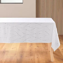 Douceur d interieur Tovaglia E Runner Da Tavolo Per Le Feste-Tovaglia natalizia rettangolare (140 x 240 cm) Astrelia e argento