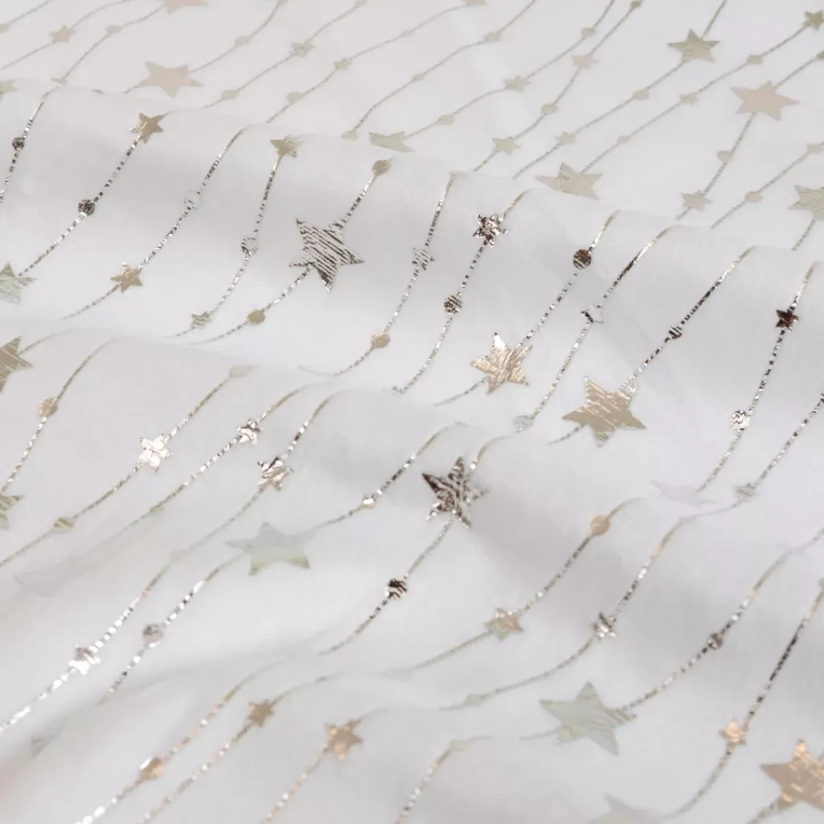 JJA Tovaglia E Runner Da Tavolo Per Le Feste-Tovaglia natalizia rettangolare (140 x 240 cm) Pioggia di stelle Bianca