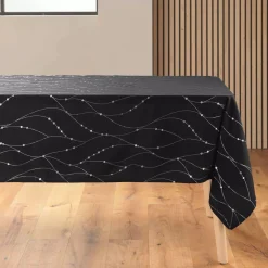 Douceur d interieur Tovaglia E Runner Da Tavolo Per Le Feste-Tovaglia natalizia rettangolare (140 x 240 cm) Astrelia e argento