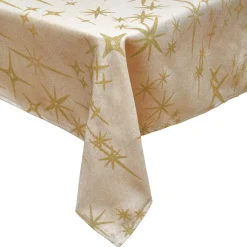 JJA Tovaglia E Runner Da Tavolo Per Le Feste-Tovaglia natalizia rettangolare (360 x 140 cm) Stelle Celesti e dorato