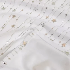 JJA Tovaglia E Runner Da Tavolo Per Le Feste-Tovaglia natalizia rettangolare (140 x 360 cm) Pioggia di stelle Bianca
