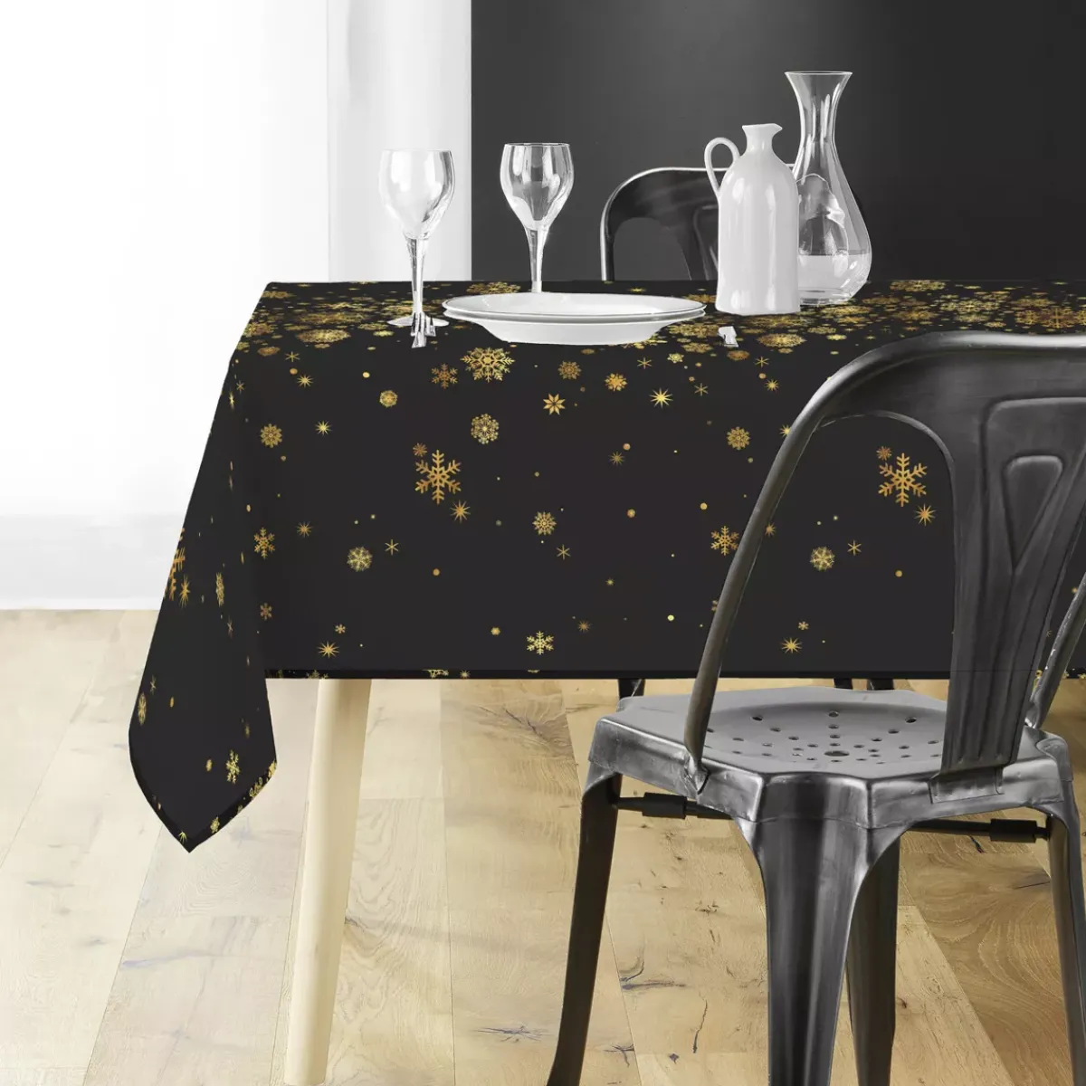Douceur d interieur Tovaglia E Runner Da Tavolo Per Le Feste-Tovaglia natalizia rettangolare (150 x 240 cm) Costellazione e dorato