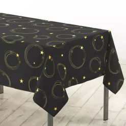 Douceur d interieur Tovaglia E Runner Da Tavolo Per Le Feste-Tovaglia natalizia rettangolare (150 x 240 cm) Star e Oro