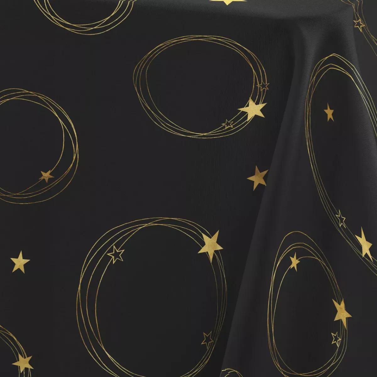 Douceur d interieur Tovaglia E Runner Da Tavolo Per Le Feste-Tovaglia natalizia rettangolare (150 x 240 cm) Star e Oro