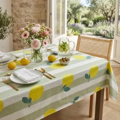 EMINZA Tovaglie-Tovaglia rettangolare cotone antimacchia (150 x 250 cm) Antibes Verde