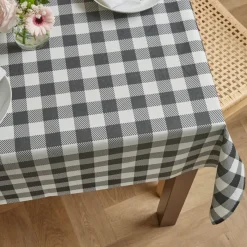 EMINZA Tovaglie-Tovaglia rettangolare cotone antimacchia (150 x 250 cm) Vichy Nera