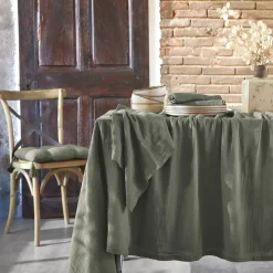 Tovaglia rettangolare garza di cotone (L350 cm) Gaïa Verde rosmarino