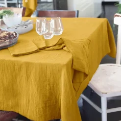 Tovaglia rettangolare garza di cotone (L350 cm) Gaïa Giallo zafferano