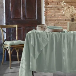 Tovaglia rettangolare in garza di cotone (150 x 350 cm) Gaïa Verde eucalipto