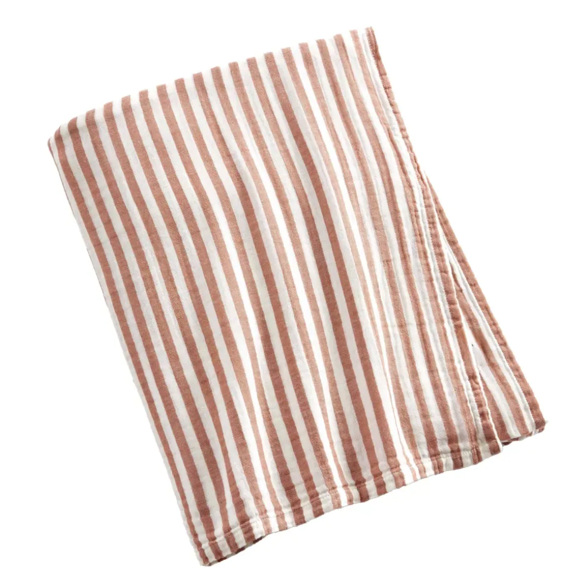 Tovaglia rettangolare in garza di cotone (150 x 250 cm) Gaïa a righe Albicocca