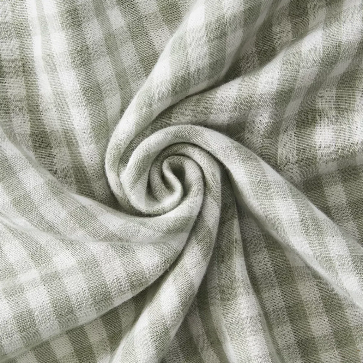 EMINZA Tovaglie-Tovaglia rettangolare in garza di cotone (150 x 350 cm) Gaïa vichy Verde eucalipto