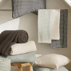 EMINZA Tovaglie-Tovaglia rettangolare in garza di cotone (150 x 250 cm) Gaïa vichy Beige