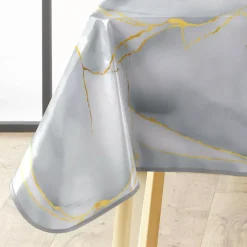 douceur d'intu017drieur Tovaglie-Tovaglia rettangolare in PVC rivestito (140 x 240 cm) Marbrelle Grigia
