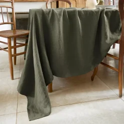 Tovaglia rettangolare lino lavato (L350 cm) Louise Verde rosmarino