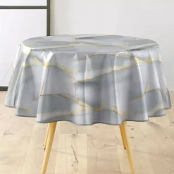 Tovaglia rotonda in PVC rivestito (160 cm) Marbrelle Grigia