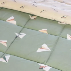 Trapuna stampata bambino e una federa (140 x 200 cm) Petits papiers Verde