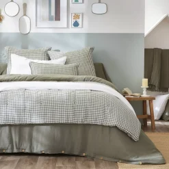 Trapunta garza di cotone (90 x 200 cm) Gaïa vichy Verde rosmarino