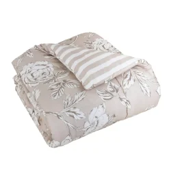 Trapunta stampata e federa in cotone (140 x 200 cm) Lara Beige