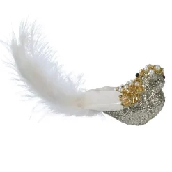KAEMINGK Addobbi Natalizi-Uccello glitterato con clip (H5 cm) Champagne