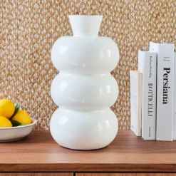 #N/A Elementi Decorativi-Vaso in metallo smaltato fatto a mano (H33 cm) Serena brillante