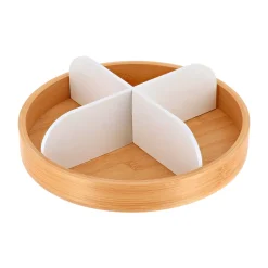 TENDANCE Accessori Bagno-Vassoio girevole in bambù con 4 scomparti Naturo