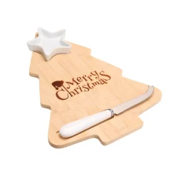 KOOPMAN Stoviglie Natalizie-Vassoio per formaggio con coltello (32 x 24 cm) Merry Christmas