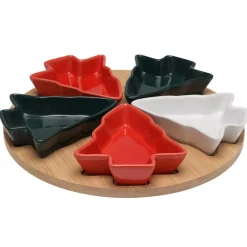 KOOPMAN Stoviglie Natalizie-Vassoio per tapas e 5 piatti (D25 cm) Moderno Albero
