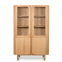 Librerie E Scaffali-Vetrina 4 ante in rovere massiccio (120 x 190 cm) Oakland