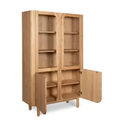 Librerie E Scaffali-Vetrina 4 ante in rovere massiccio (120 x 190 cm) Oakland