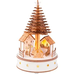 KAEMINGK Villaggio Di Natale In Legno|Oggetti Decorativi E Illuminati-Villaggio di Natale in legno luminoso e musicale a pile (H25 cm) Albero di Natale