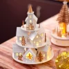 KAEMINGK Villaggio Di Natale In Legno|Decorazioni E Oggetti Natalizi-Villaggio di Natale in legno luminoso e musicale a pile (H28 cm) Case sulla collina