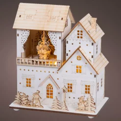 KAEMINGK Villaggio Di Natale In Legno|Oggetti Decorativi E Illuminati-Villaggio di Natale in legno luminoso, animato e musicale a pile (H22 cm) Padiglione festivo