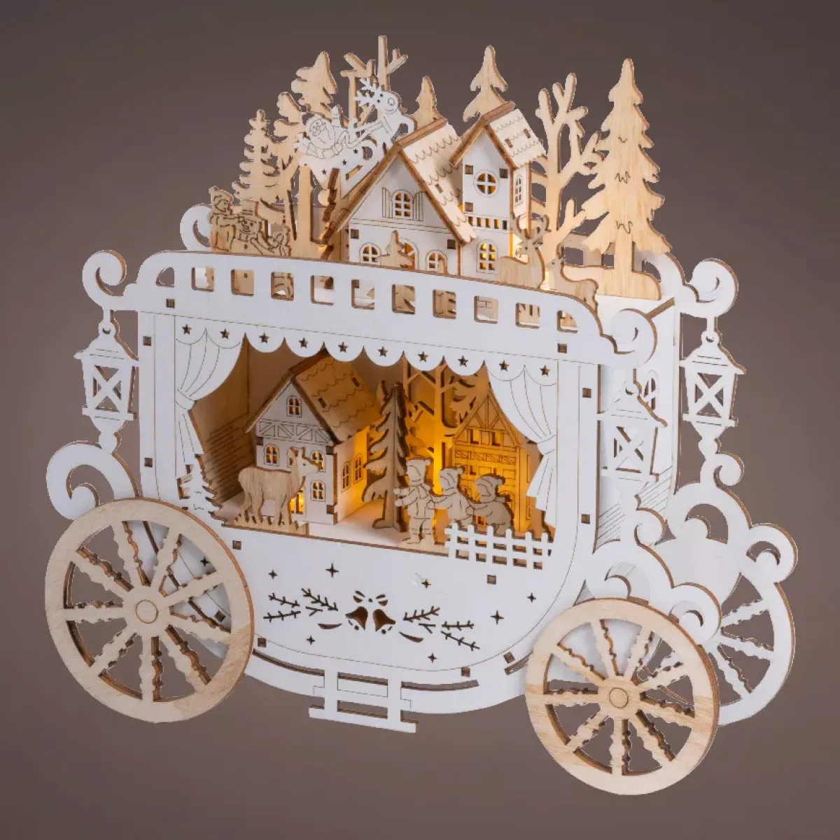 KAEMINGK Villaggio Di Natale In Legno|Oggetti Decorativi E Illuminati-Villaggio di Natale in legno luminoso a pile (H23 cm) Diligence