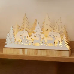 KAEMINGK Villaggio Di Natale In Legno|Oggetti Decorativi E Illuminati-Villaggio di Natale in legno luminoso a pile (30 x 18 cm) Polo Nord