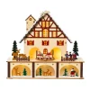 KAEMINGK Villaggio Di Natale In Legno-Villaggio di Natale in legno luminoso e musicale a pile (27 x H24 cm) Chalet Svizzero Colorato