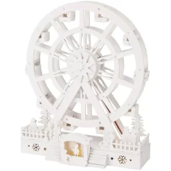 KOOPMAN Villaggio Di Natale In Legno-Villaggio di Natale in legno luminoso e animato (H30 cm) Grande ruota di Natale