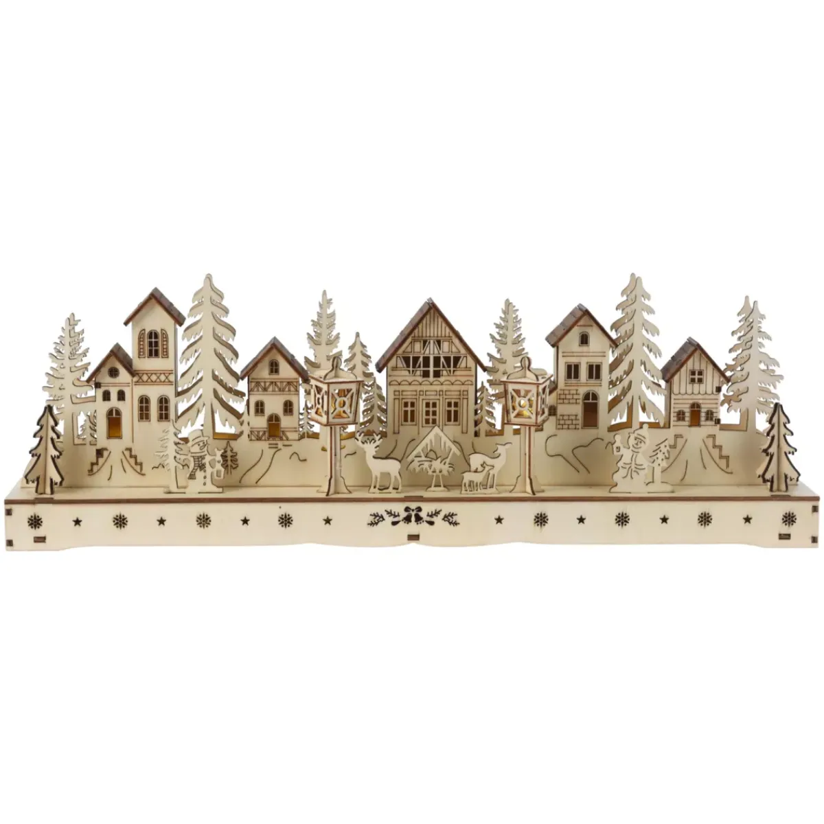 KOOPMAN Villaggio Di Natale In Legno-Villaggio di Natale in legno luminoso a pile (45 x H15 cm) Piazza incantata