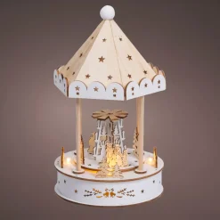 KAEMINGK Villaggio Di Natale In Legno|Oggetti Decorativi E Illuminati-Villaggio di Natale luminoso, animato e musicale a pile (H26 cm) Chiosco
