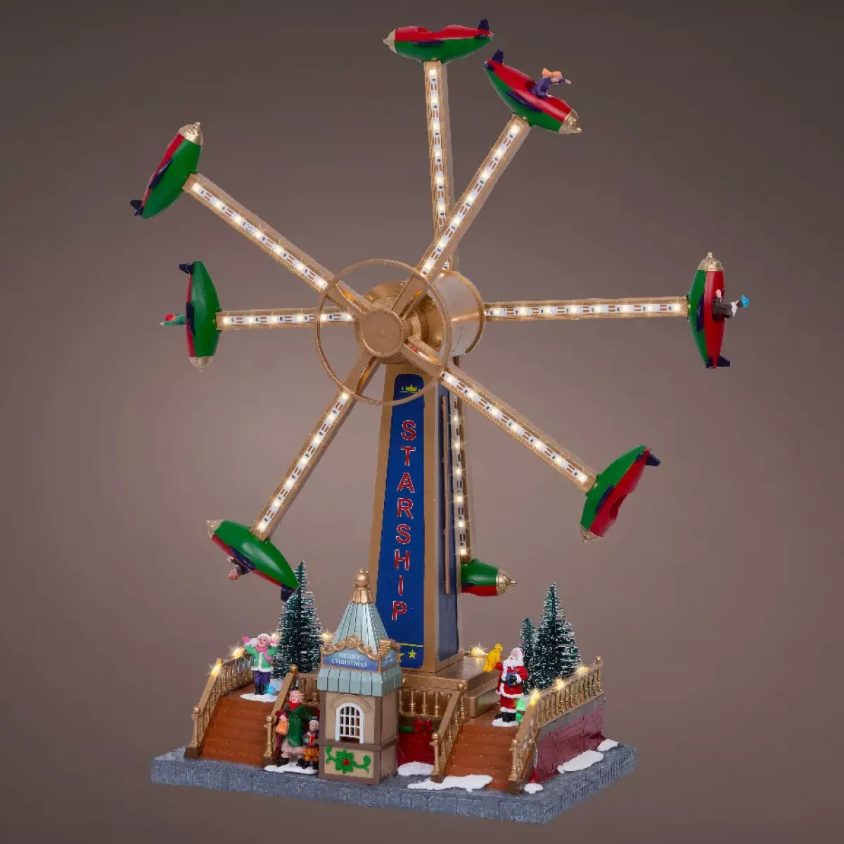 KAEMINGK Villaggio Di Natale Luminoso-Villaggio di Natale luminoso, animato e musicale (H47 cm) Giostra aerei