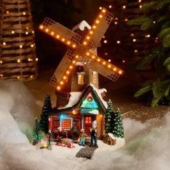 KAEMINGK Villaggio Di Natale Luminoso-Villaggio di Natale luminoso, animato e musicale (H34 cm) Mulino e bambini