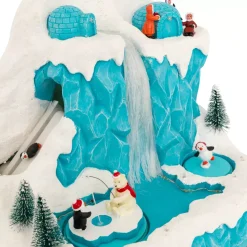 JJA Villaggio Di Natale Luminoso-Villaggio di Natale musicale e animato (H26 cm) Banchisa dei pinguini
