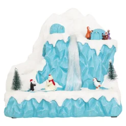 JJA Villaggio Di Natale Luminoso-Villaggio di Natale musicale e animato (H26 cm) Banchisa dei pinguini