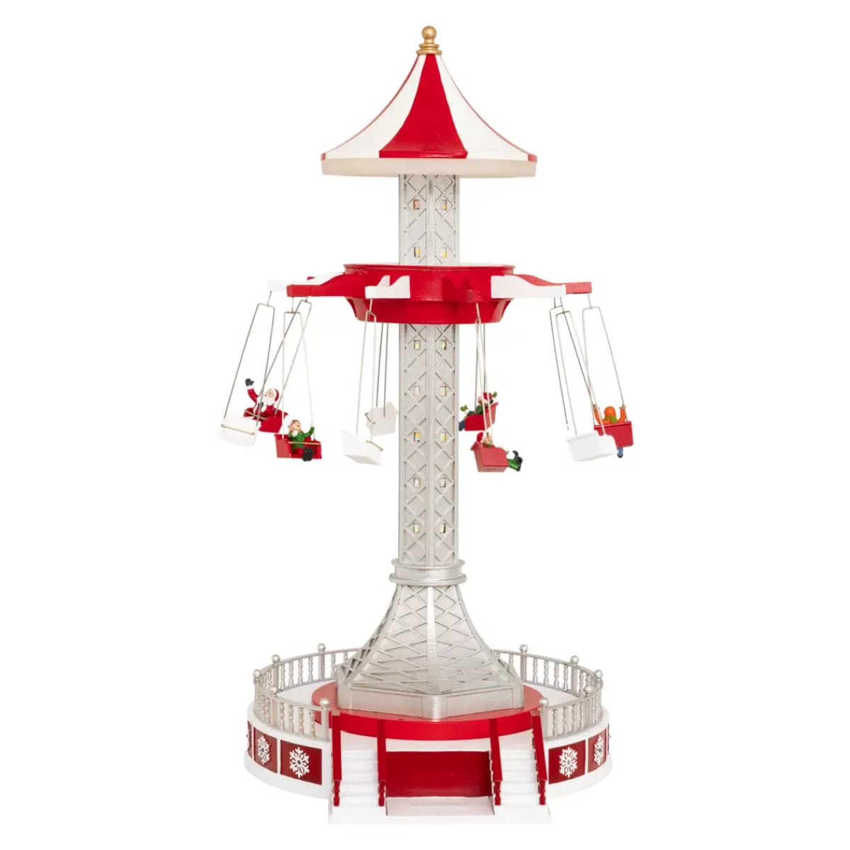 JJA Villaggio Di Natale Luminoso-Villaggio di Natale musicale e animato (H52 cm) Giostra sedie volanti