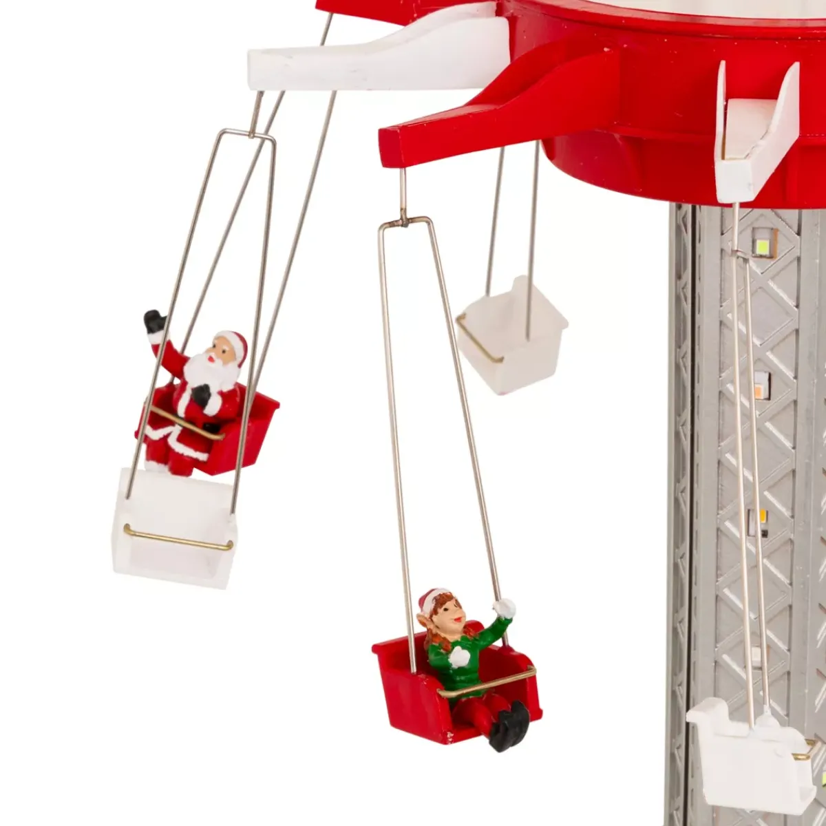 JJA Villaggio Di Natale Luminoso-Villaggio di Natale musicale e animato (H52 cm) Giostra sedie volanti