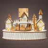 KAEMINGK Villaggio Di Natale In Legno|Decorazioni E Oggetti Natalizi-Villaggio natalizio luminoso e musicale a pile in legno (22 x H15 cm) Città di luce