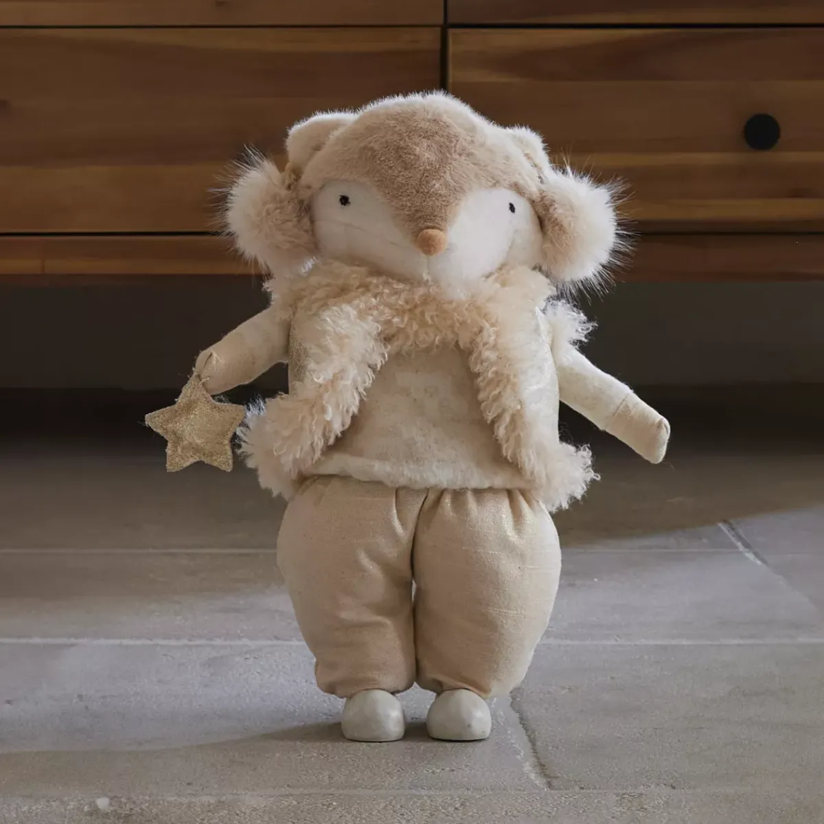 KAEMINGK Babbo Natale Animali E Personaggi-Volpe di Natale in piedi (H41 cm) Stella dorata scandinava
